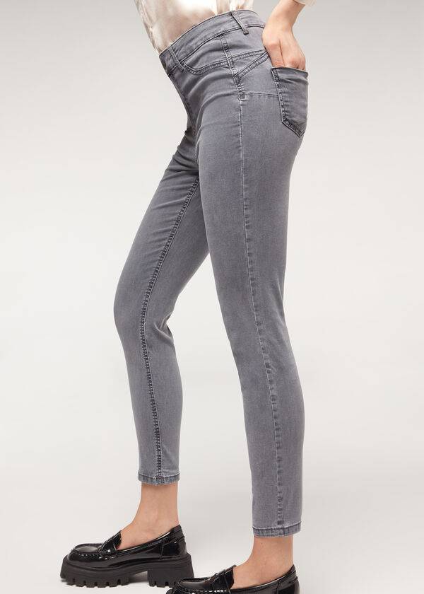 Blugi Calzedonia Eco Light Push Up Denim Dama Argintii | RO2578IS