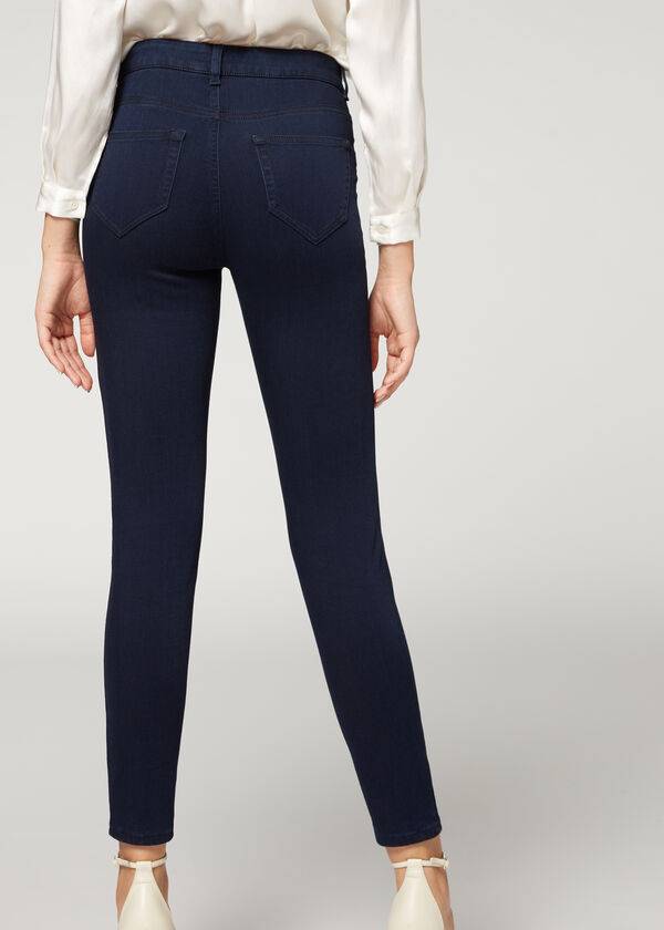 Blugi Calzedonia Soft Touch Thermal Slab Dama Bleumarin | RO2611QZ