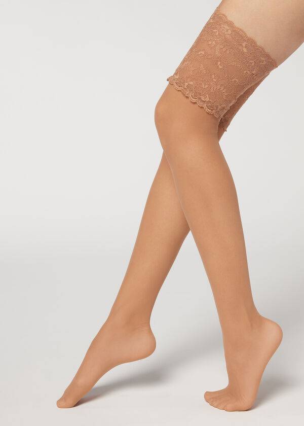 Ciorapi Calzedonia 20 Denier Opaque Thigh-Highs Dama Bej | RO1237KI