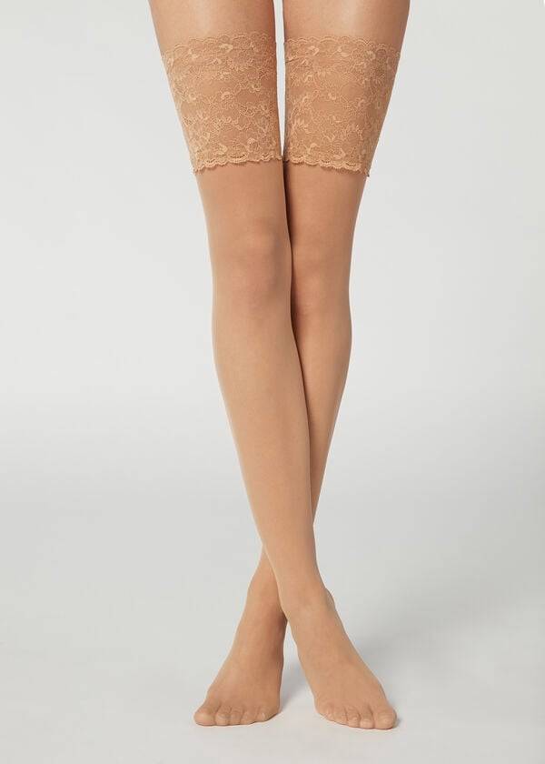 Ciorapi Calzedonia 20 Denier Opaque Thigh-Highs Dama Maro | RO1238LH