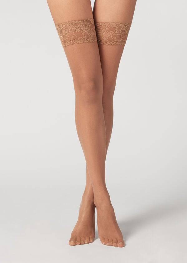 Ciorapi Calzedonia 8 Denier Ultra Sheer Thigh-Highs Dama Maro | RO1257SO