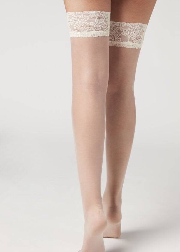 Ciorapi Calzedonia 8 Denier Ultra Sheer Thigh-Highs rosa Dama Albi | RO1259FM