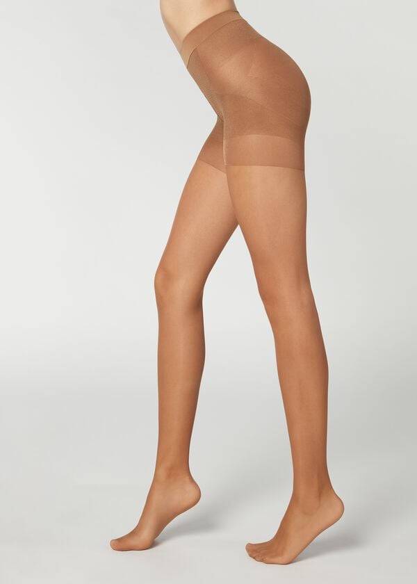 Colanti Calzedonia 15 Denier Total Shaper Sheer Dama Kaki | RO1135ZG