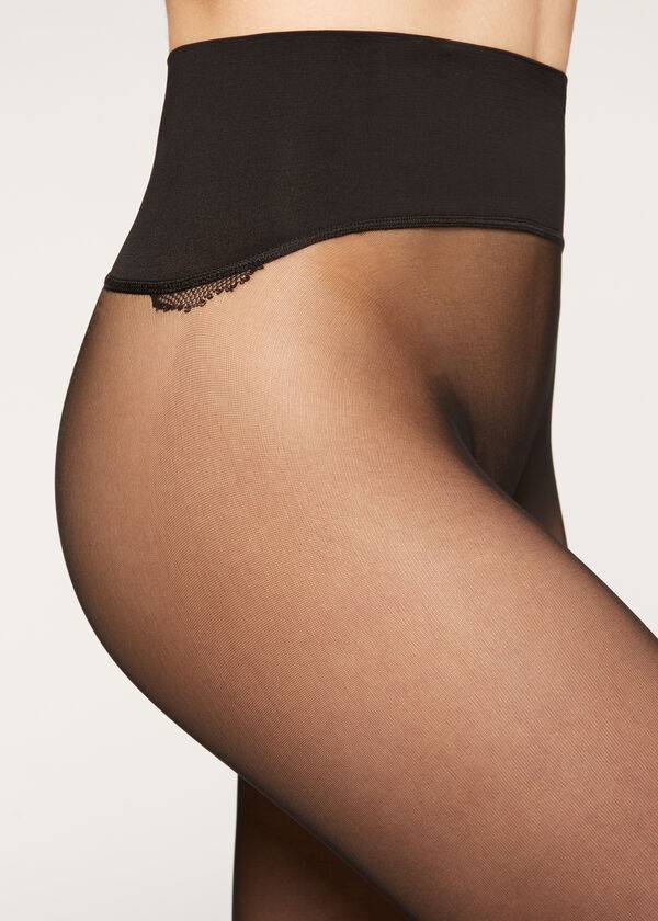 Colanti Calzedonia 20 Denier Seamless Totally Invisible Sheer Dama Negrii | RO1156GL