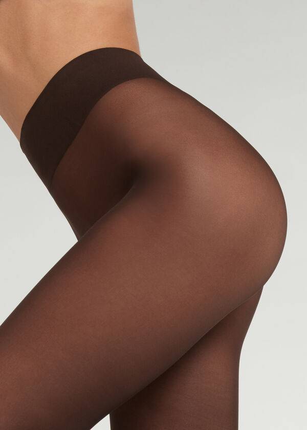 Colanti Calzedonia 30 Denier Total Confort Soft Touch Opaque Dama Cafe | RO1015RW