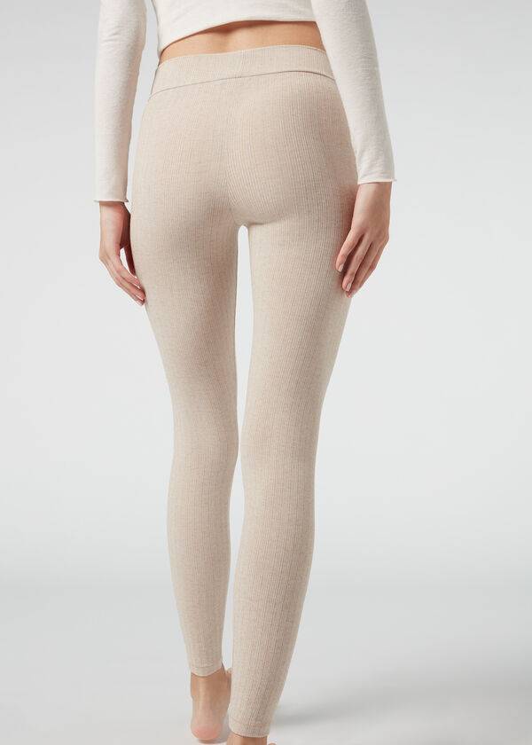 Colanti Calzedonia Cu Nervuri with Cashmere Dama Bej | RO2674OR