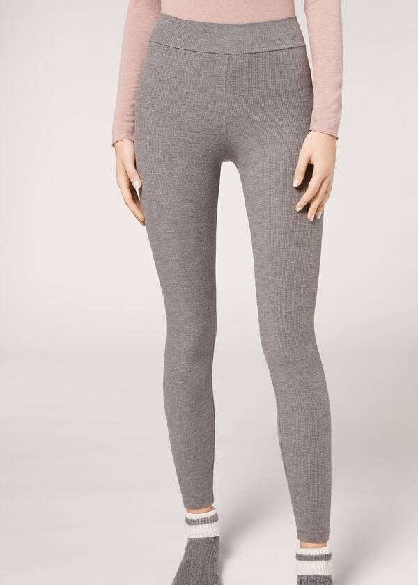 Colanti Calzedonia Cu Nervuri with Cashmere Dama Gri | RO2676UT