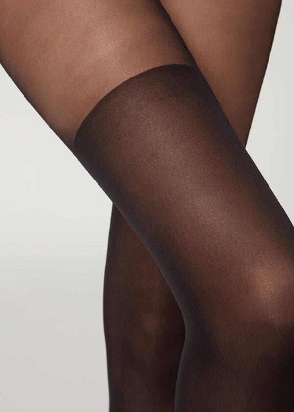 Colanti Calzedonia Over-The-Knee Sheer Dama Negrii | RO1225YU