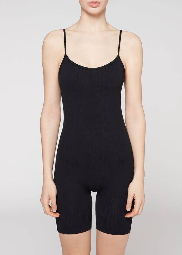 Colanti Calzedonia Scurte Seamless Romper Dama Negrii | RO2683MA