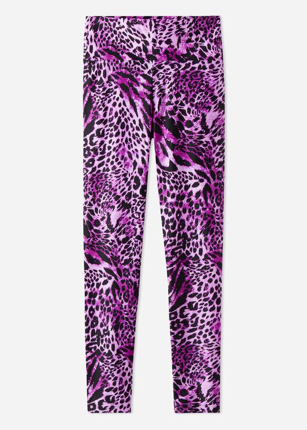 Colanti Calzedonia Shiny Animal-Print Atletism Dama Roz | RO2682QZ