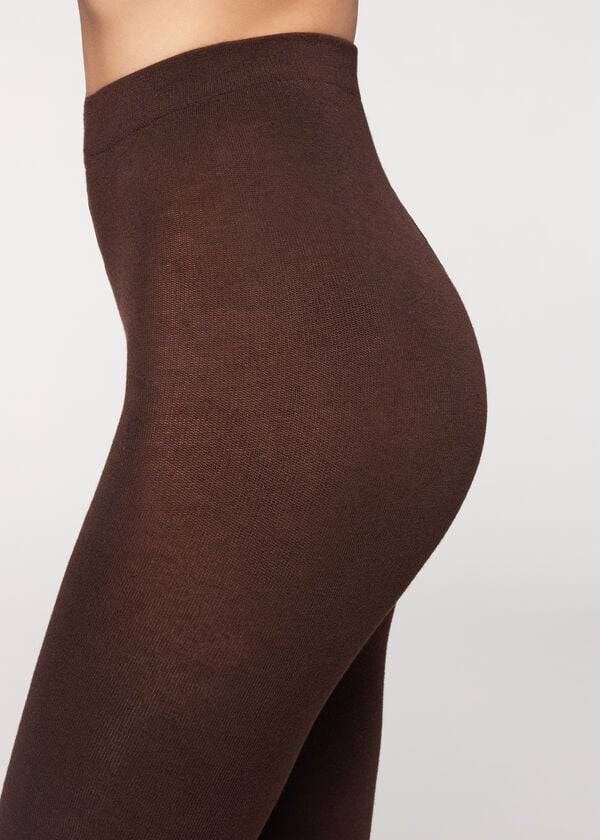 Colanti Calzedonia Soft Modal and Cashmere Blend Opaque Dama Cafe | RO1058XF