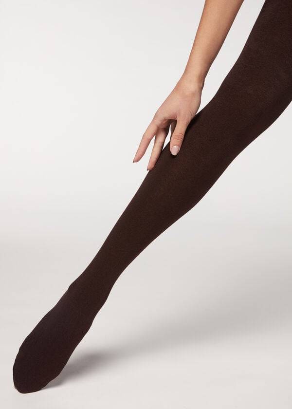 Colanti Calzedonia Soft Modal and Cashmere Blend Opaque Dama Cafe | RO1058XF