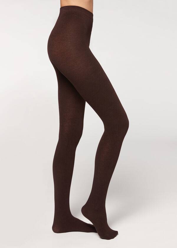 Colanti Calzedonia Soft Modal and Cashmere Blend Opaque Dama Cafe | RO1058XF