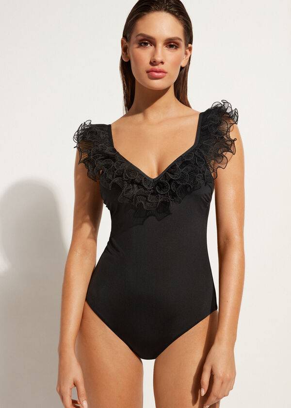 Costume De Baie Calzedonia Lightly Căptușită One Piece Singapore Dama Negrii | RO2153BC