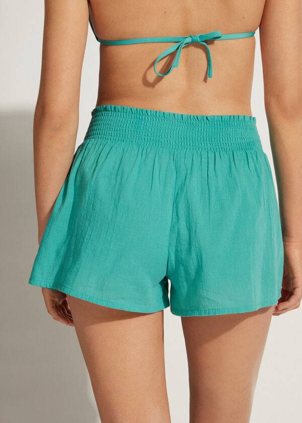 Cover Ups Calzedonia Bumbac Shorts Dama Turcoaz | RO2119HK