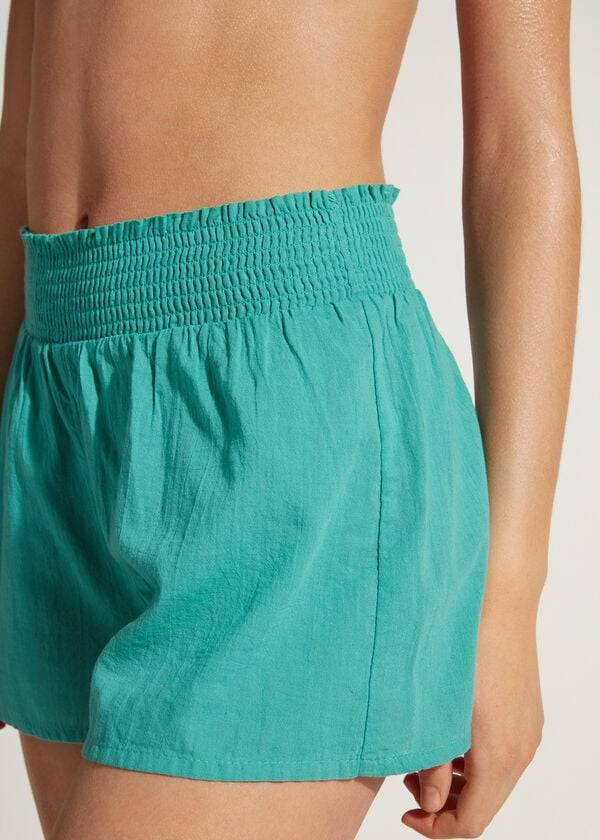 Cover Ups Calzedonia Bumbac Shorts Dama Turcoaz | RO2119HK