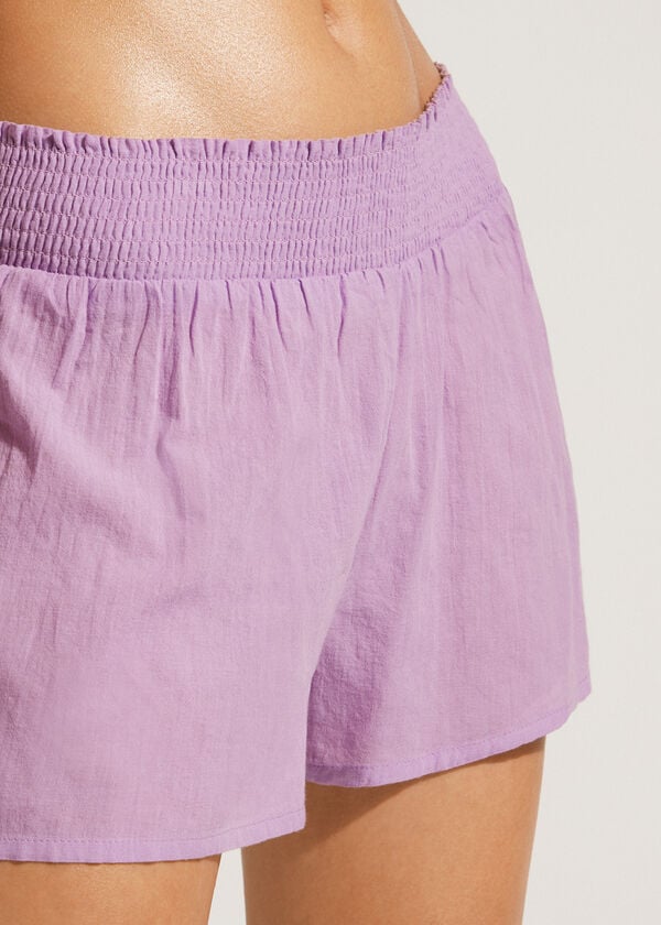 Cover Ups Calzedonia Bumbac Shorts Dama Violet | RO2120JJ