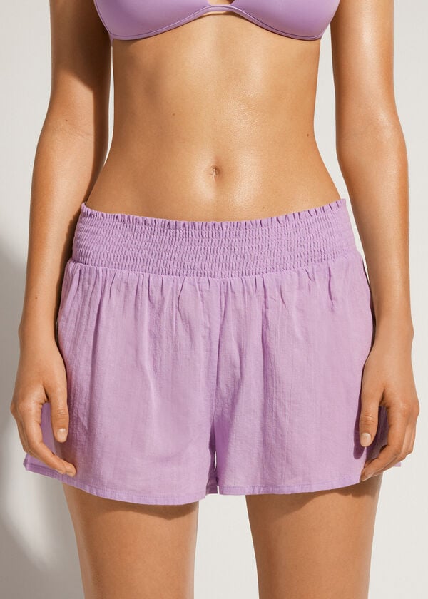 Cover Ups Calzedonia Bumbac Shorts Dama Violet | RO2120JJ