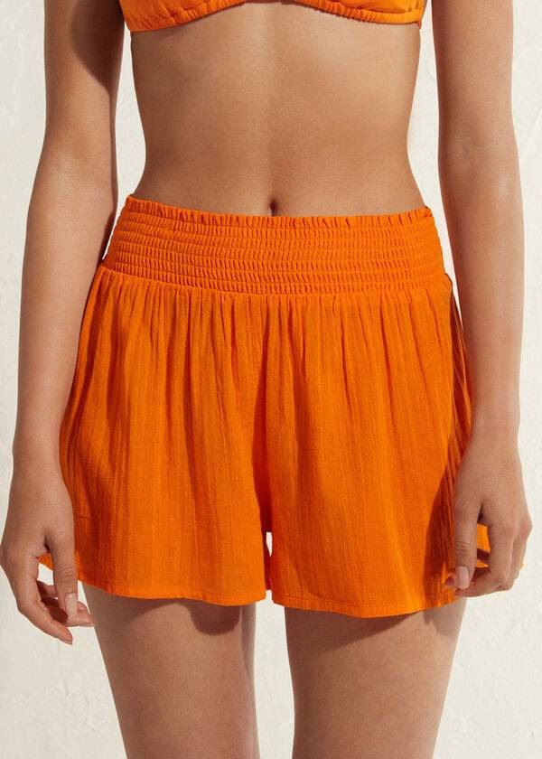 Cover Ups Calzedonia Bumbac Shorts Dama Portocalii | RO2121KI