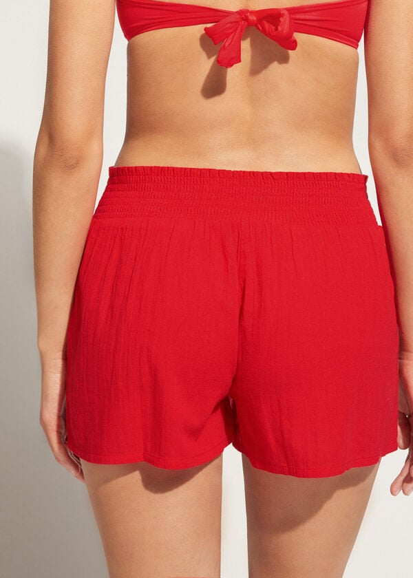 Cover Ups Calzedonia Bumbac Shorts Dama Rosii | RO2122LH