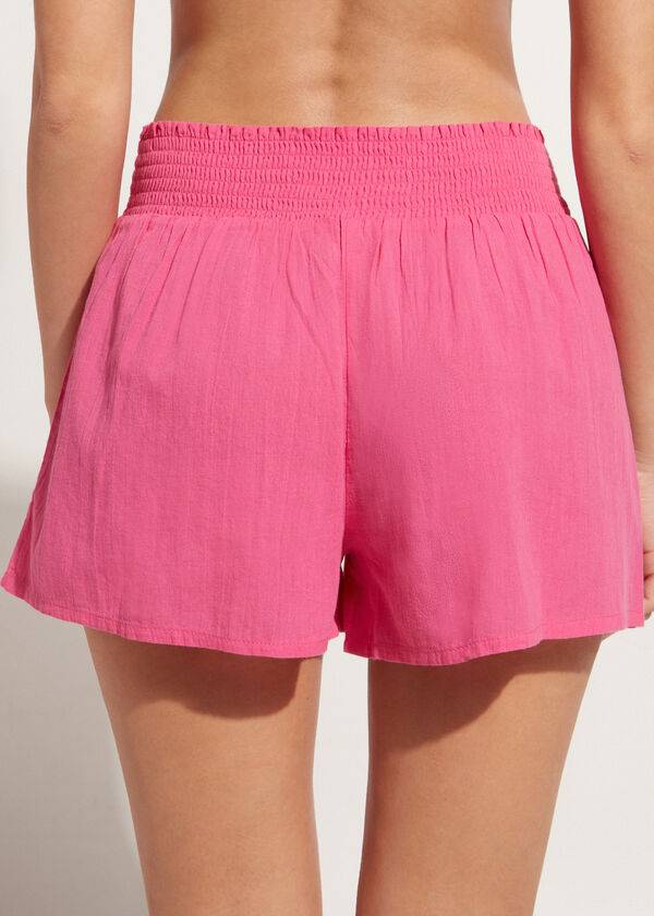 Cover Ups Calzedonia Bumbac Shorts Dama Roz | RO2123ZG