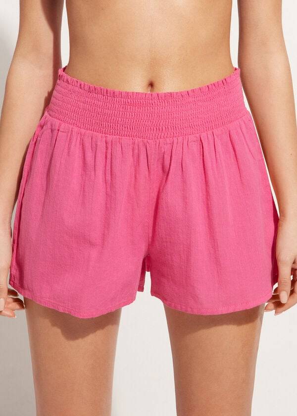 Cover Ups Calzedonia Bumbac Shorts Dama Roz | RO2123ZG