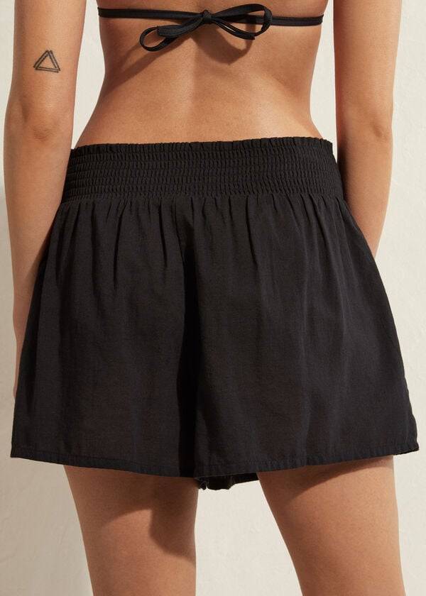 Cover Ups Calzedonia Bumbac Shorts Dama Negrii | RO2125CE