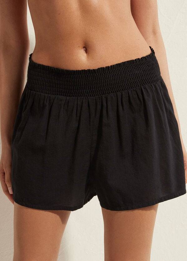 Cover Ups Calzedonia Bumbac Shorts Dama Negrii | RO2125CE