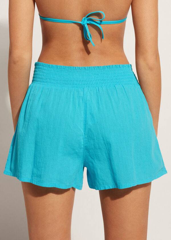 Cover Ups Calzedonia Bumbac Shorts Dama Turcoaz Verzi | RO2127BC