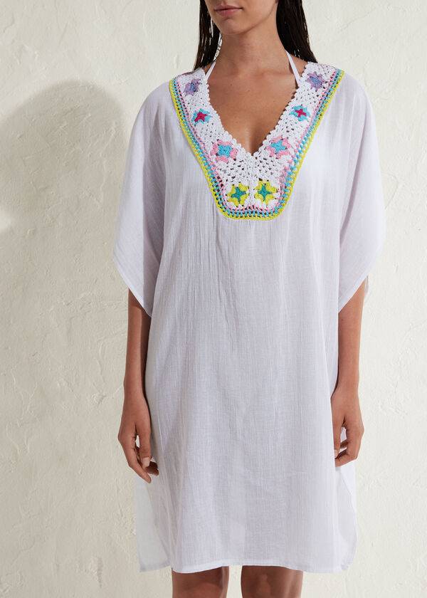 Cover Ups Calzedonia Crochet Neckline Kaftan Dama Albi | RO2075BC