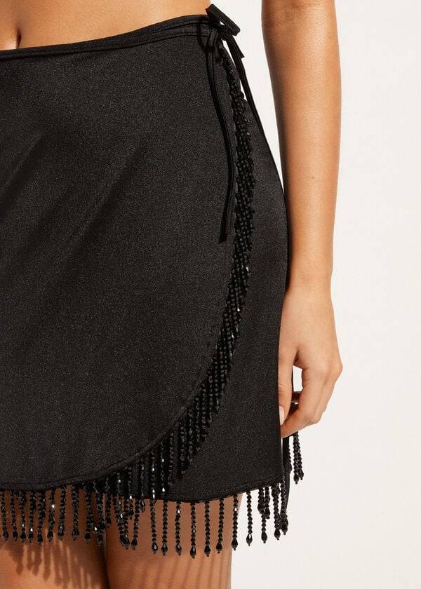 Cover Ups Calzedonia Crystal and Sequin Mini Pareo Taipei Dama Negrii | RO2131WY