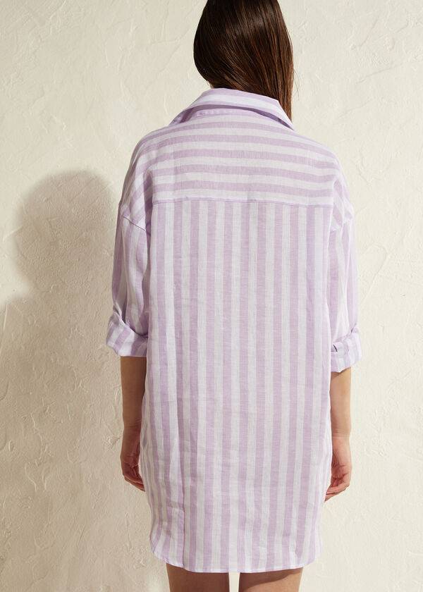 Cover Ups Calzedonia Linen Shirt Dama Violet Albi | RO2086OR