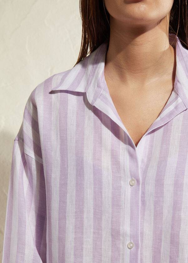 Cover Ups Calzedonia Linen Shirt Dama Violet Albi | RO2086OR