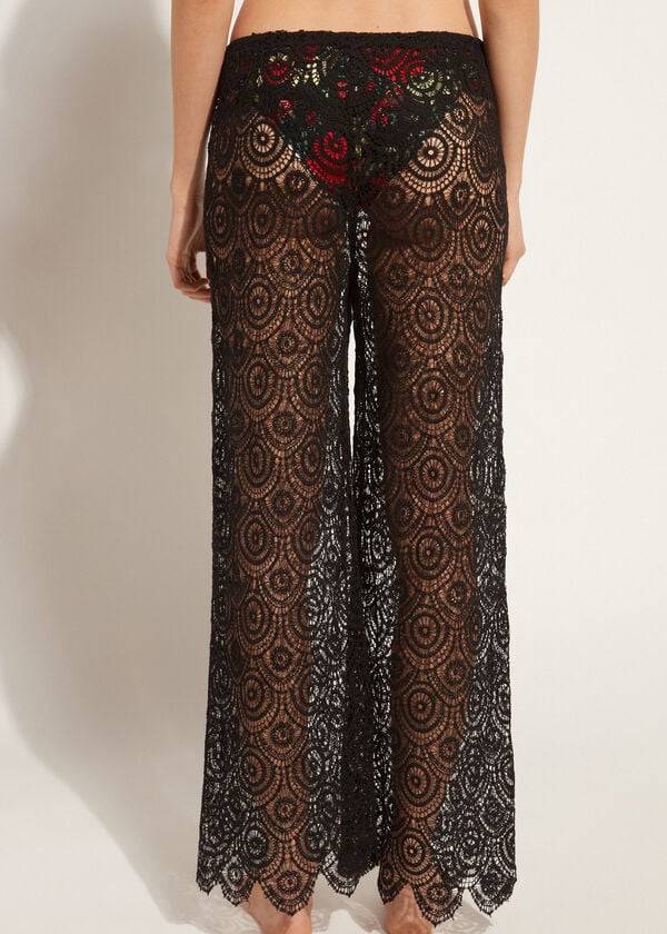 Cover Ups Calzedonia Long Crochet Pants Dama Negrii | RO2133RW