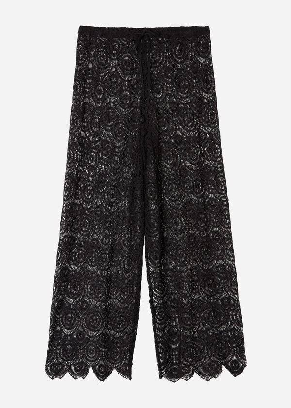 Cover Ups Calzedonia Long Crochet Pants Dama Negrii | RO2133RW