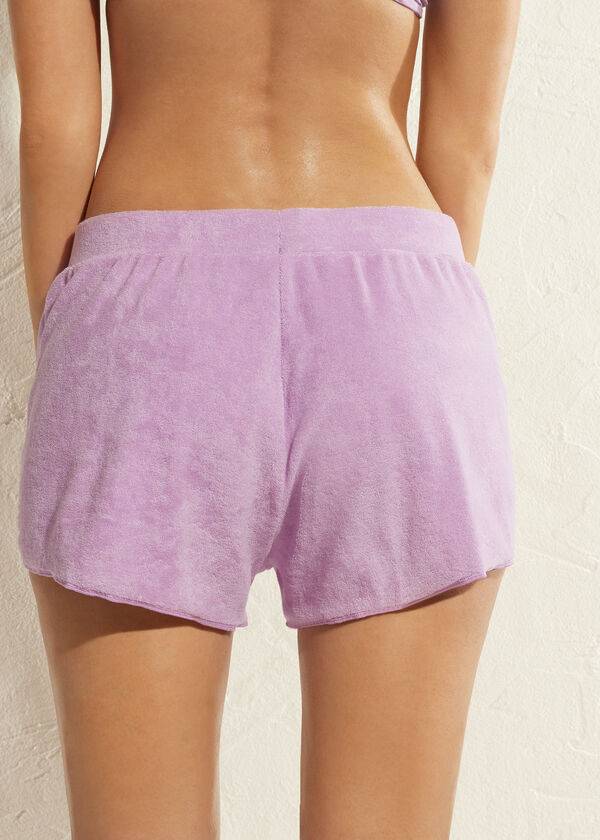 Cover Ups Calzedonia Terrycloth Shorts Dama Violet | RO2152VD