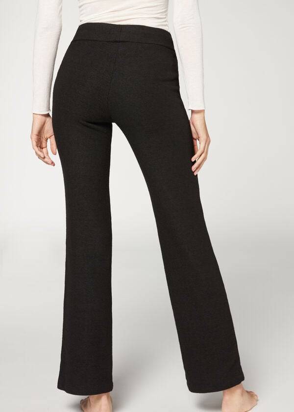 Pantaloni Calzedonia Cashmere Drept Dama Negrii | RO2720IS