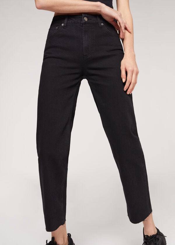 Pantaloni Calzedonia Cropped Drept-Leg Dama Negrii | RO2725EX