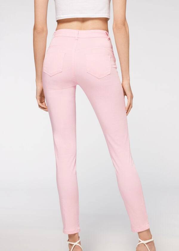 Pantaloni Calzedonia Eco Light Push Up Denim Dama Roz | RO2727QZ