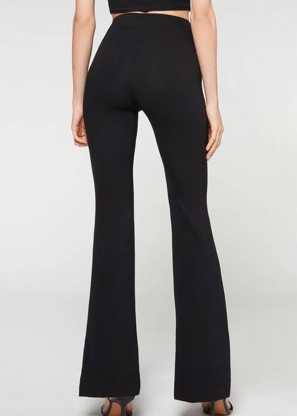 Pantaloni Calzedonia Flared Dama Negrii | RO2730BC