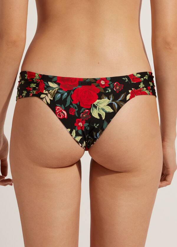 Pantaloni De Bikini Calzedonia Brazilian Reversible Ruched Nizza Dama Roz Rosii | RO1319CE