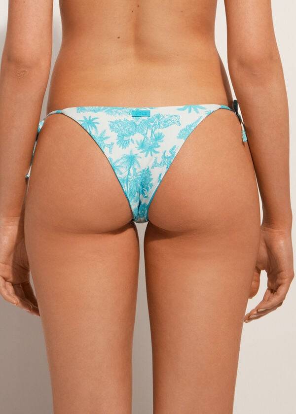 Pantaloni De Bikini Calzedonia Brazilian String Sorrento Dama Albastri | RO1339HK