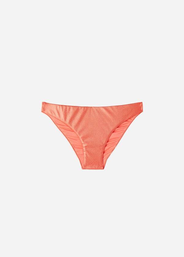 Pantaloni De Bikini Calzedonia Coated-Effect Antigua Dama Corai Portocalii | RO1362DN