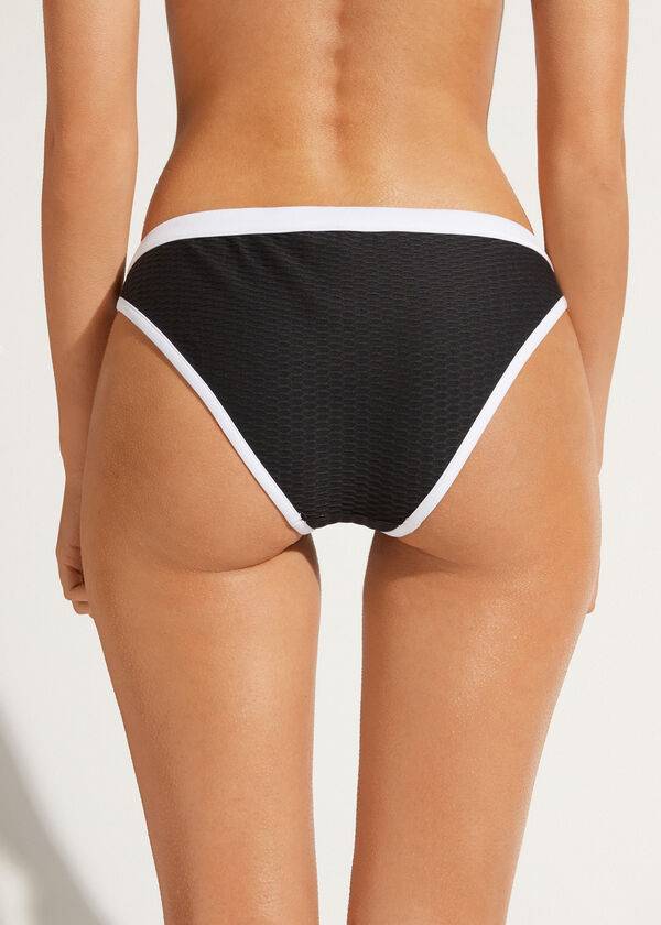 Pantaloni De Bikini Calzedonia Coimbra Dama Negrii Albi | RO1369ZG