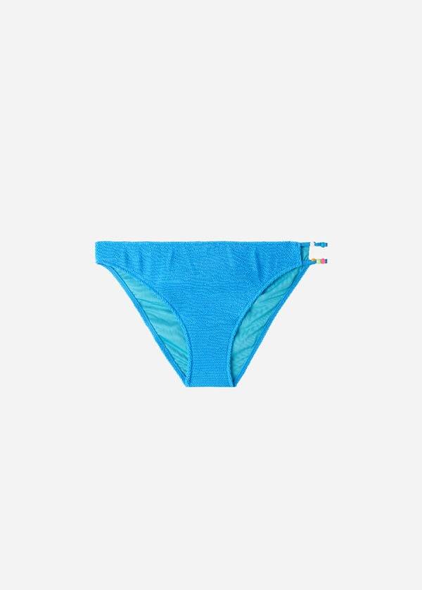 Pantaloni De Bikini Calzedonia Crinkled San Diego Dama Albastri | RO1375MA