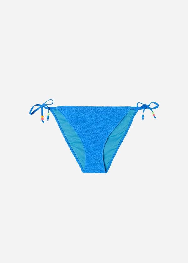 Pantaloni De Bikini Calzedonia Crinkled String San Diego Dama Albastri | RO1377WY