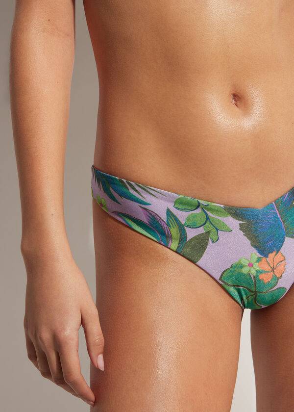 Pantaloni De Bikini Calzedonia High Cut Brazilian Brasilia Dama Violet | RO1384OR