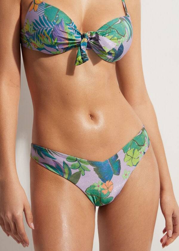 Pantaloni De Bikini Calzedonia High Cut Brazilian Brasilia Dama Violet | RO1384OR