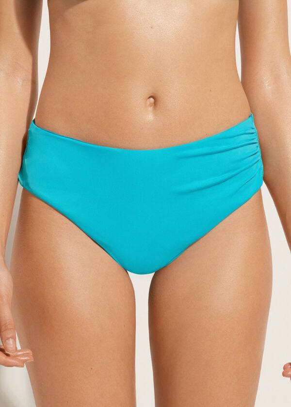 Pantaloni De Bikini Calzedonia High Talie Indonesia Eco Dama Turcoaz Verzi | RO1433YU