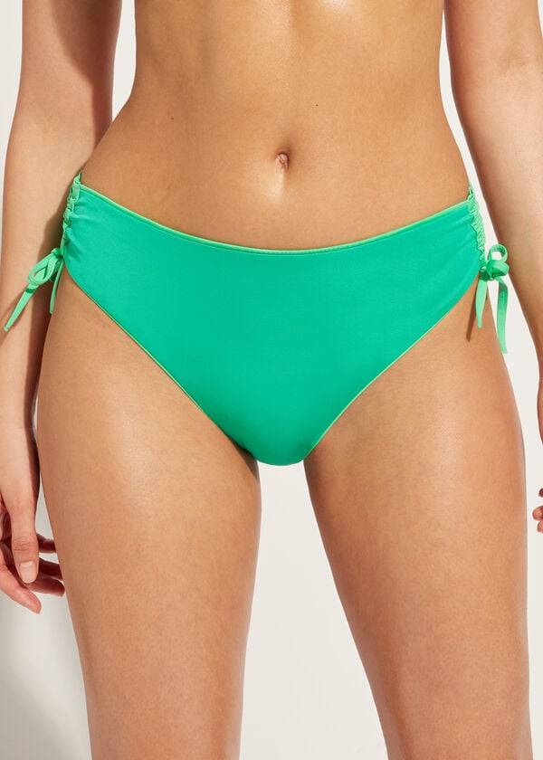 Pantaloni De Bikini Calzedonia High-Talie Drawstring Indonesia Dama Verzi | RO1456EX